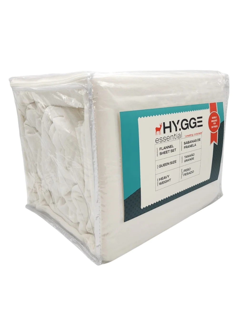 HYGGE Essential Heavy‎ Weight Cotton Flannel Sheet Set Queen Size 4pc Ivory